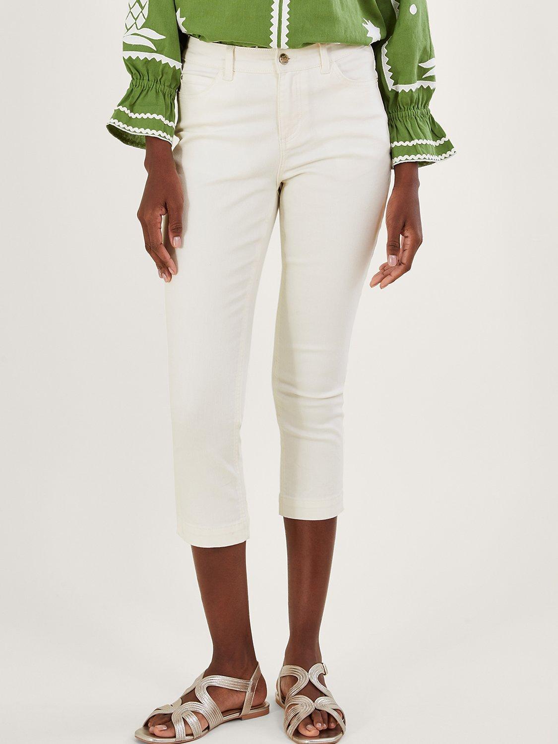 Monsoon Idabella Cropped Skinny Jeans, Ecru