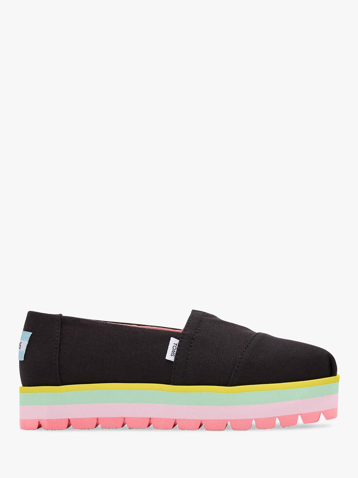 TOMS Kids' Alpargata Platform Canvas Trainers, Black