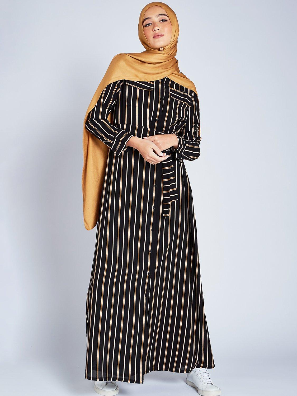 Aab Pinstripe Maxi Dress, Black