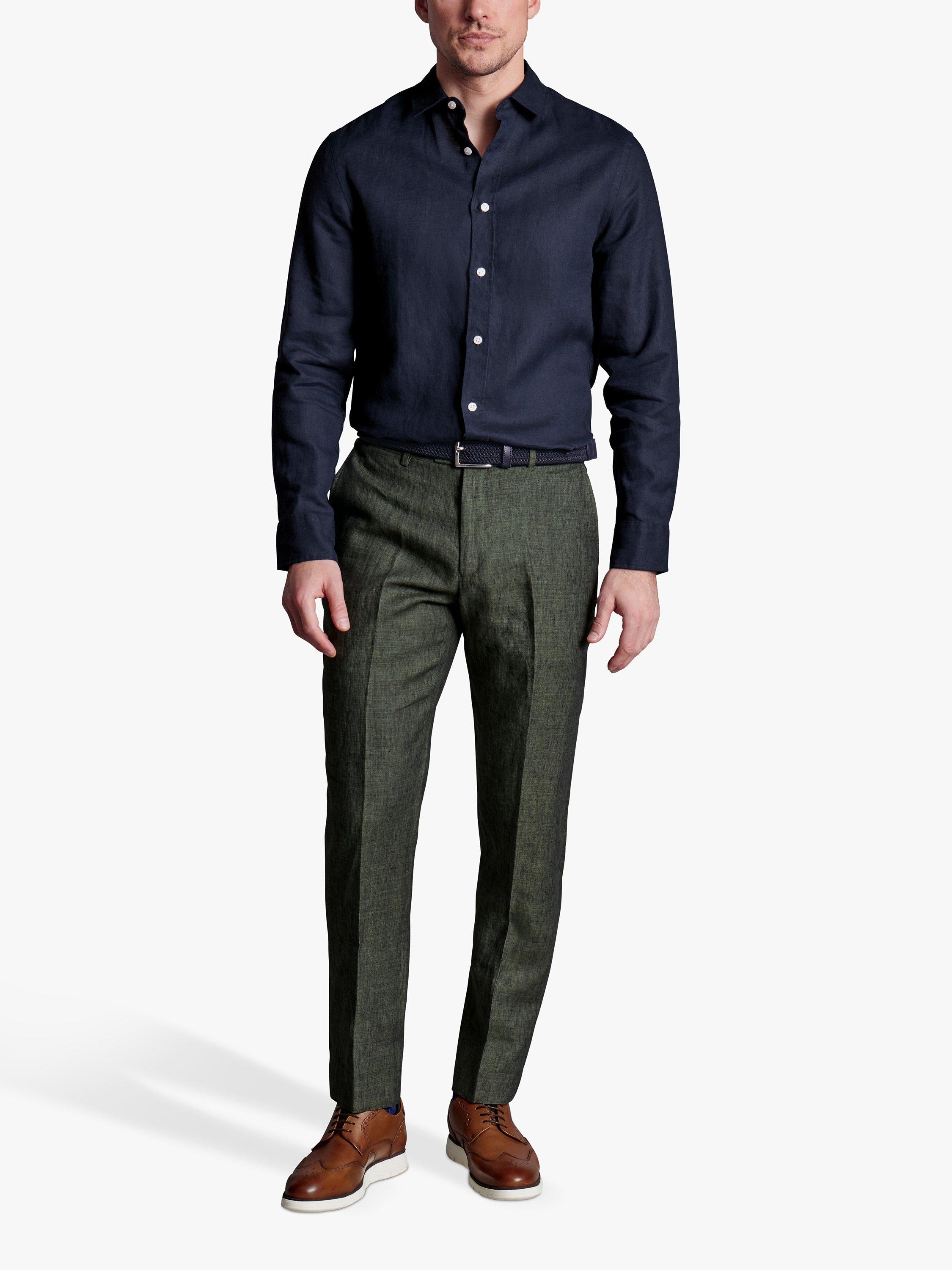 Charles Tyrwhitt Slim Fit Linen Trousers, Forest Green