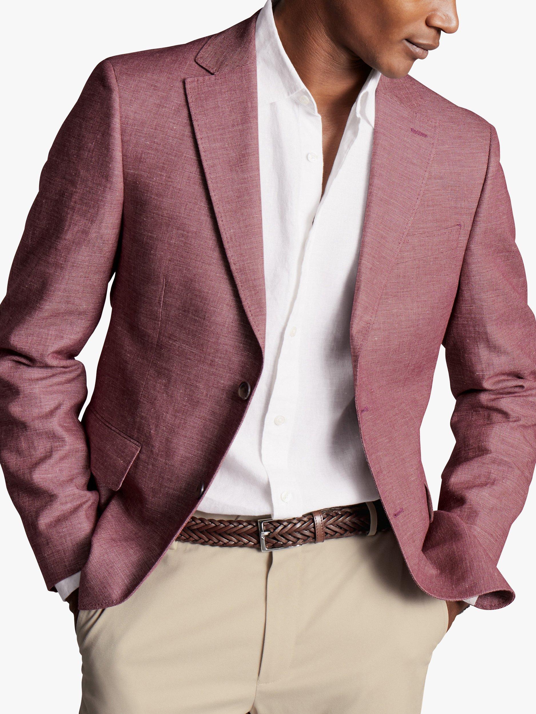 Charles Tyrwhitt Slim Fit Linen Cotton Blazer, Wine Red