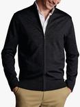 Charles Tyrwhitt Pure Merino Wool Zip Through Cardigan, Charcoal Grey