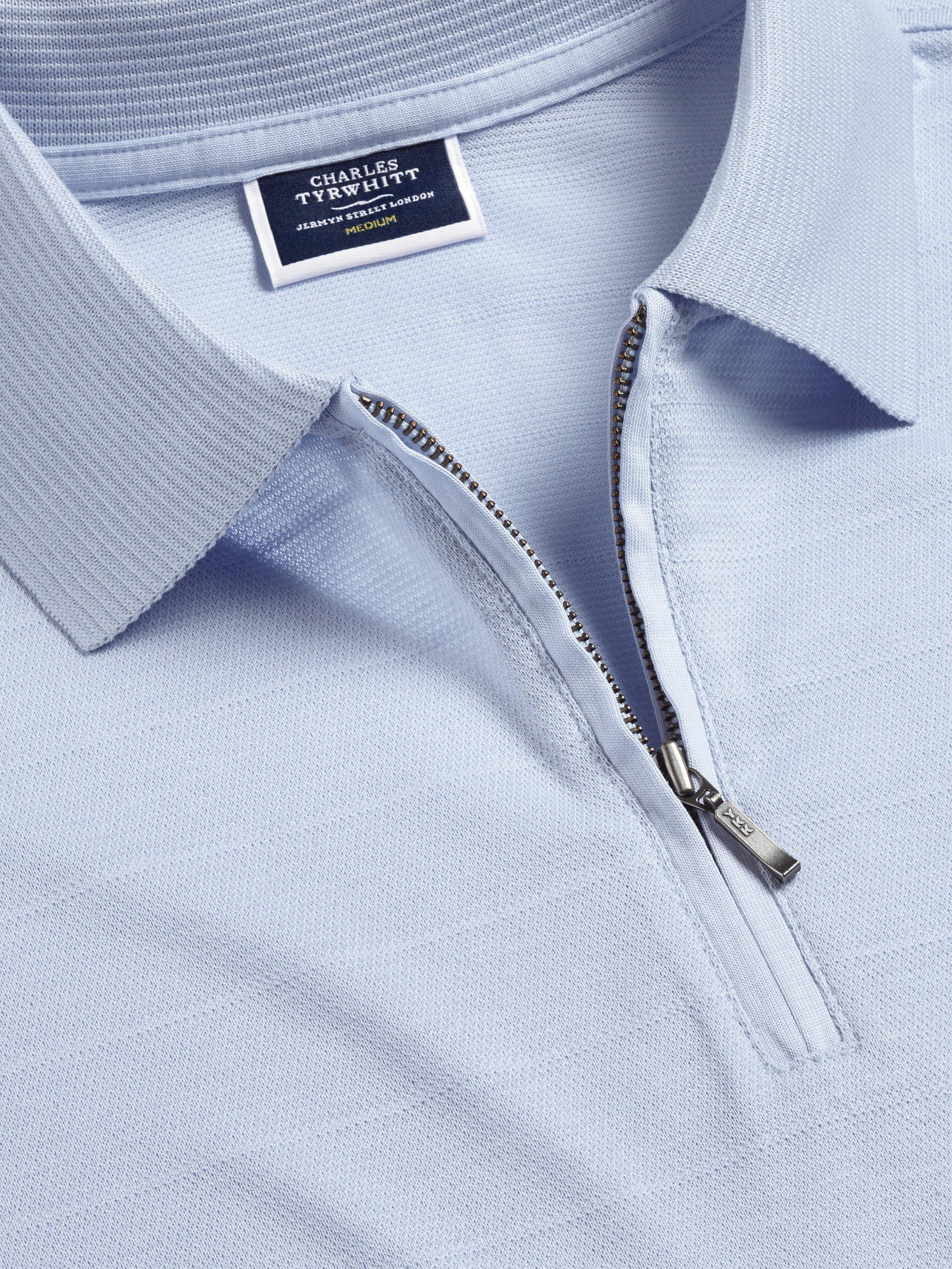 Charles Tyrwhitt Cool Zip Neck Polo Shirt, Light Blue