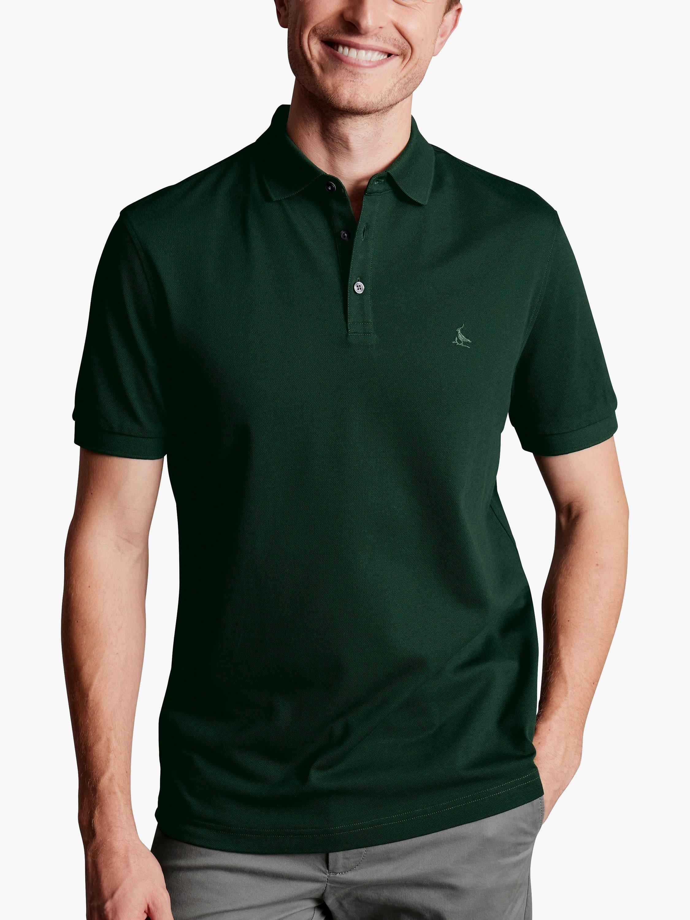 Charles Tyrwhitt Short Sleeve Pique Polo Shirt Dark Green