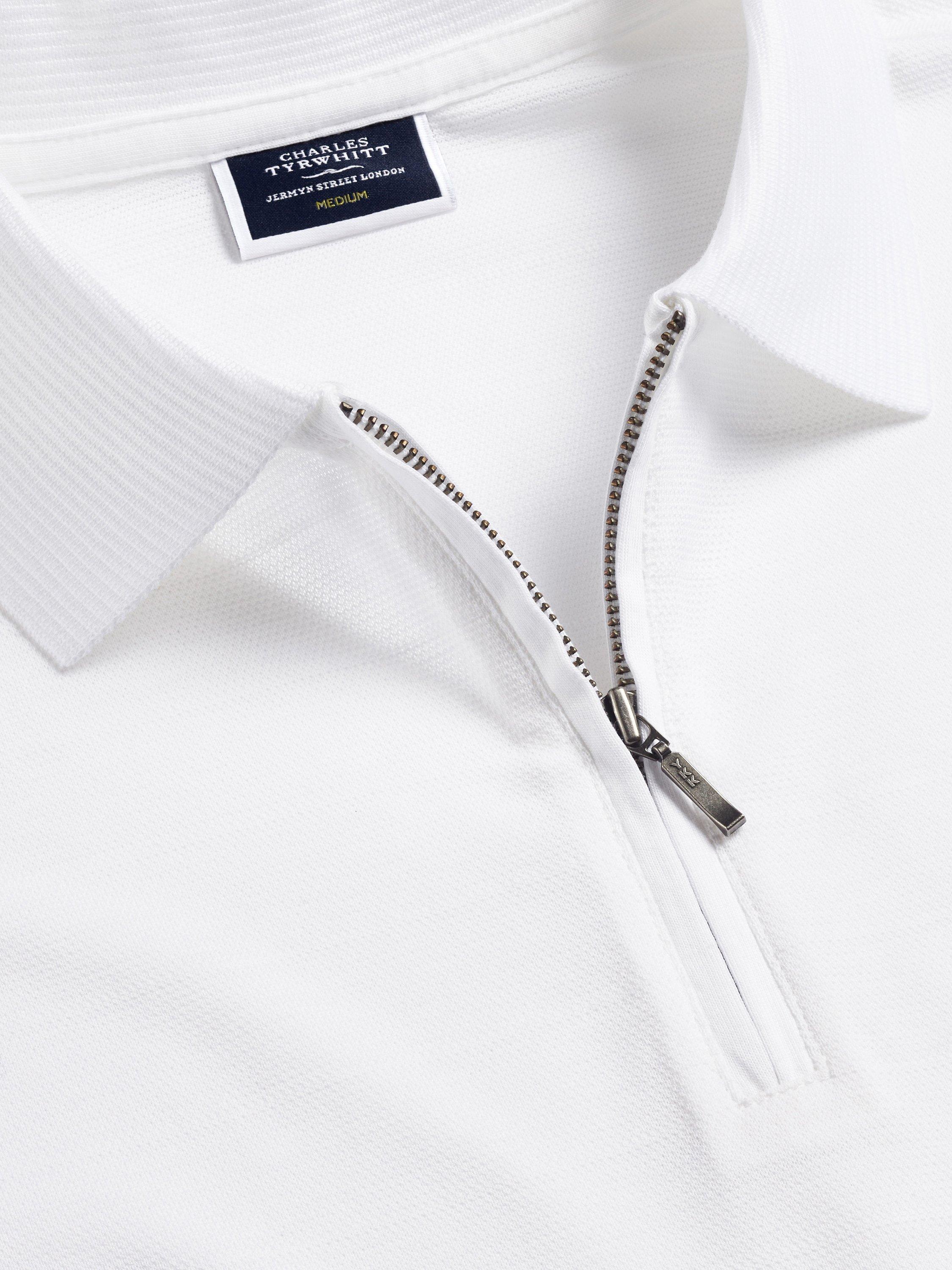 Charles Tyrwhitt Cool Zip Neck Polo Shirt, White