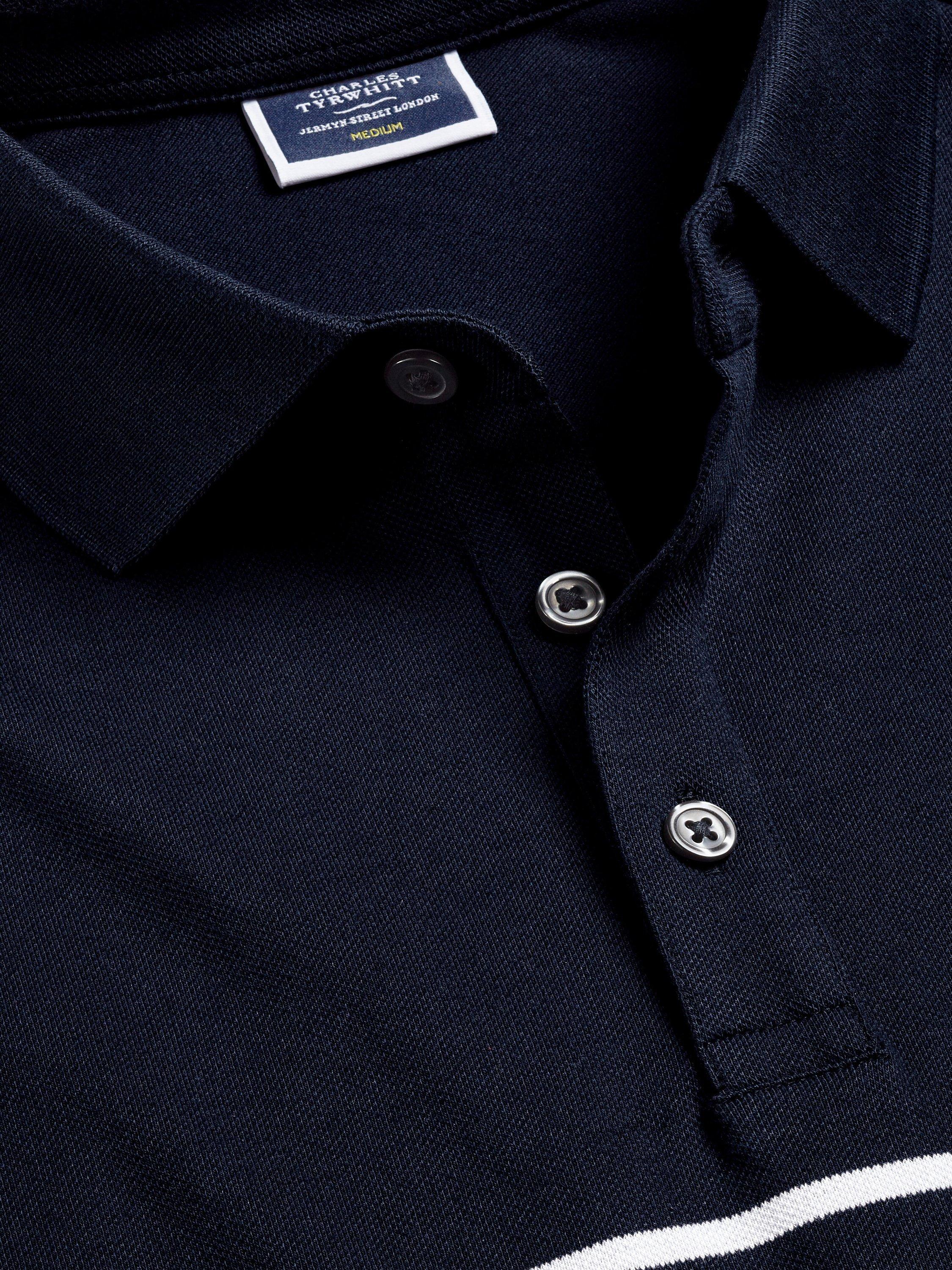 Charles Tyrwhitt Stripe Pique Polo Shirt, Navy & White