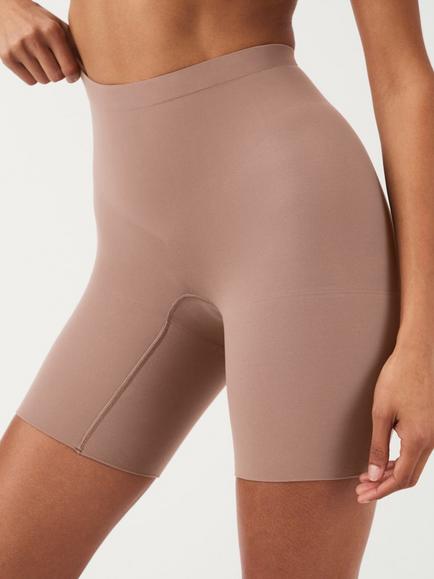 Spanx SPANXsculpt™ Firm Compression Seamless Power Mid-Thigh Shorts - view 2, Café Au Lait