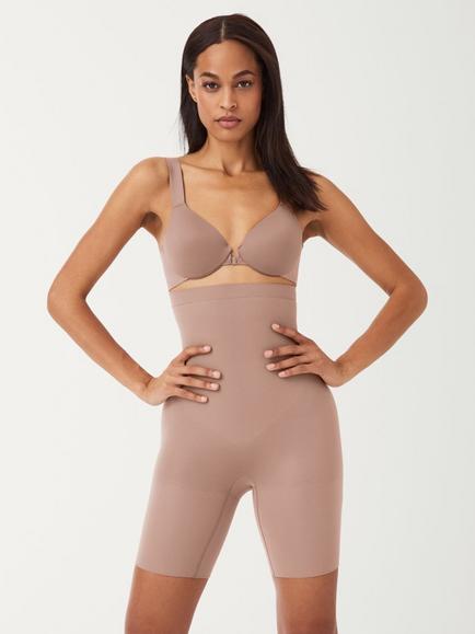 Spanx SPANXsculpt™ Firm Compression Seamless Power High-Waisted Mid-Thigh Shorts, Café Au Lait