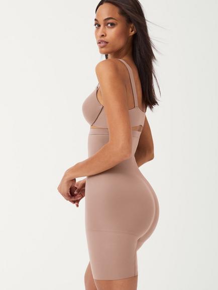 Spanx SPANXsculpt™ Firm Compression Seamless Power High-Waisted Mid-Thigh Shorts - view 2, Café Au Lait