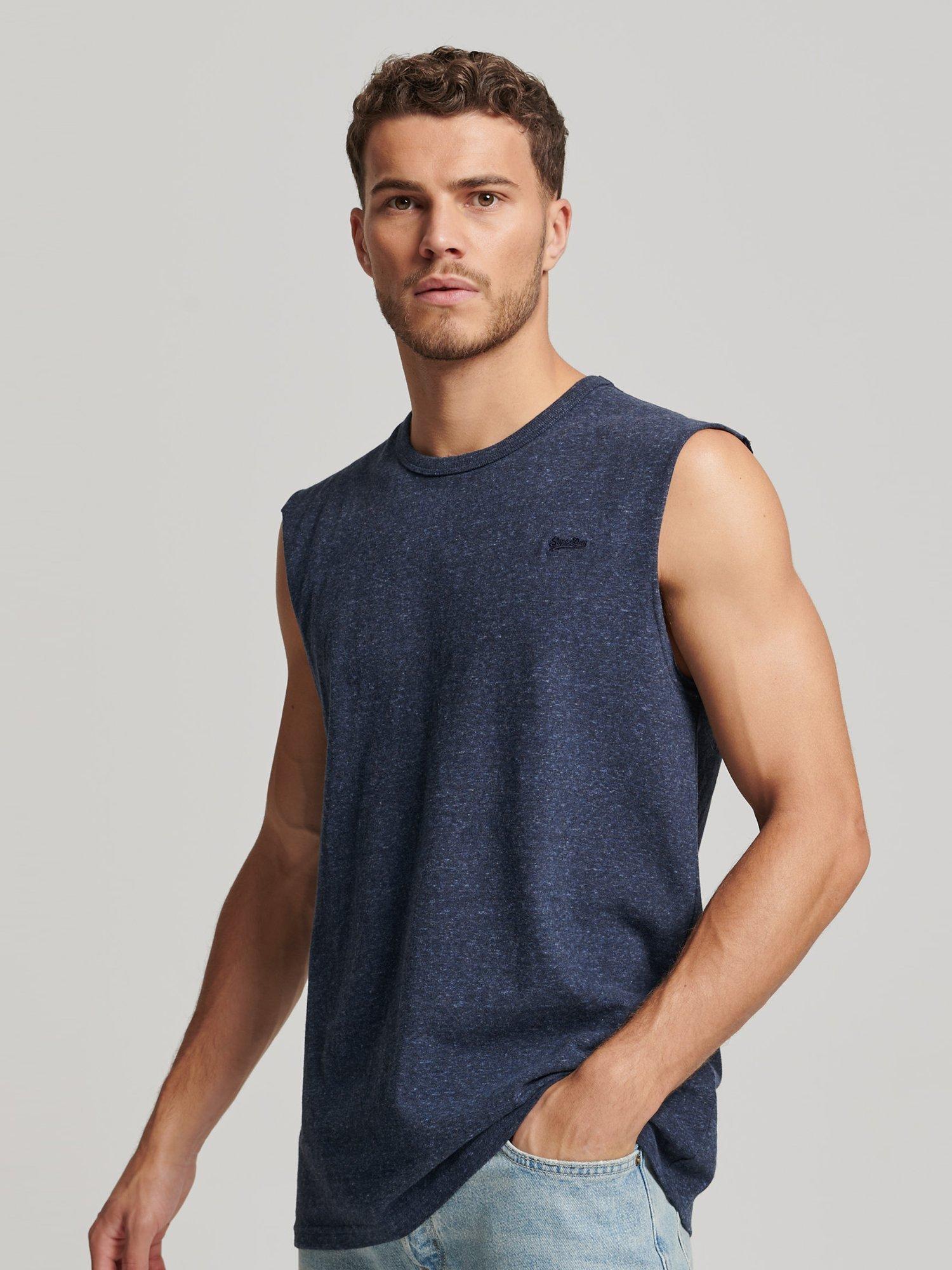 Superdry Vintage Logo Embroidered Tank Top, Vintage Navy Marl