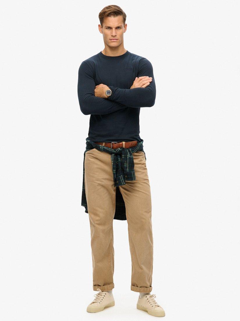 Product image 3 of 7, which shows Superdry Organic Cotton Vintage Logo Long Sleeve Embroidered Top, Eclipse Navy, S