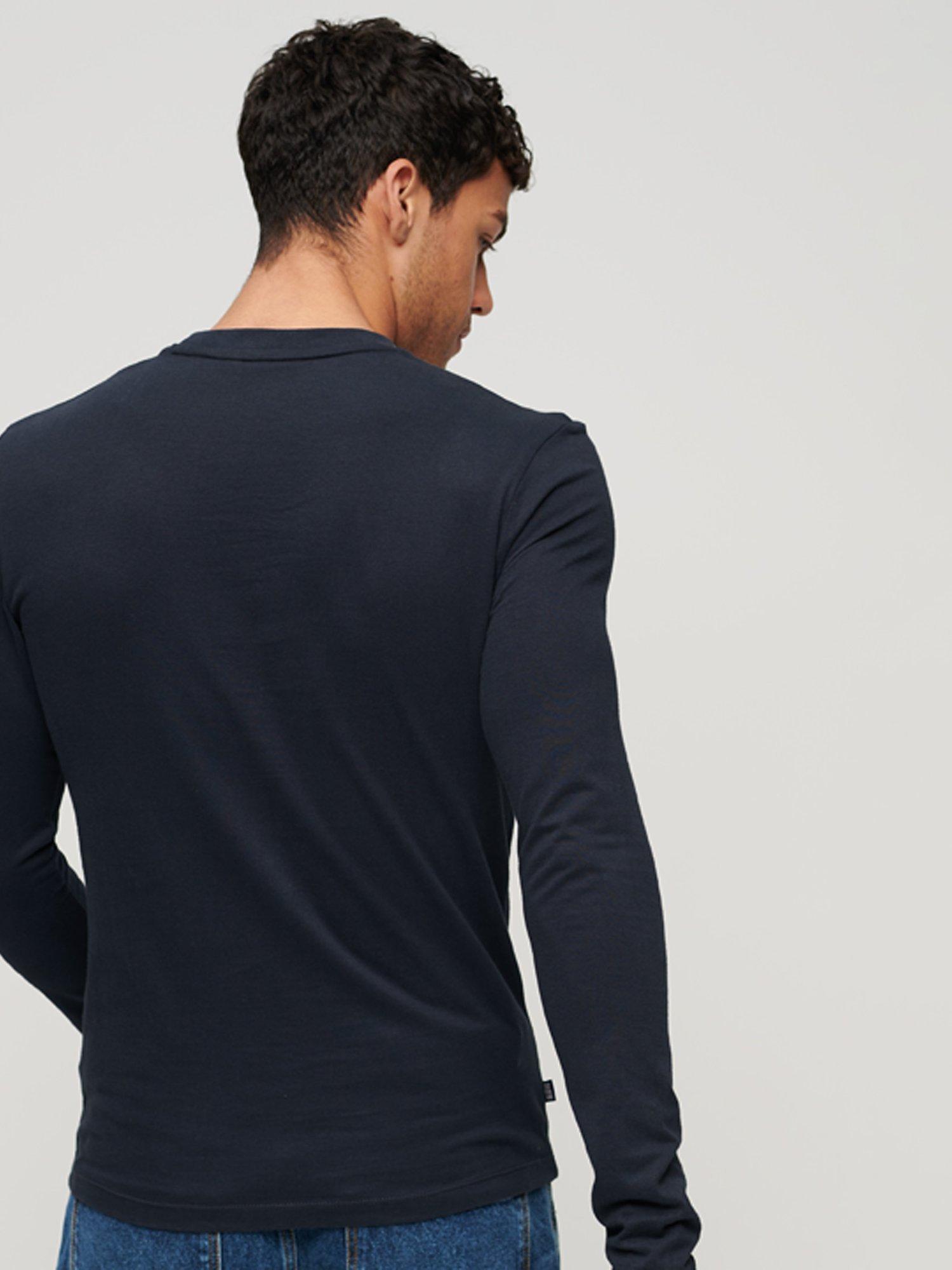 Product image 4 of 7, which shows Superdry Organic Cotton Vintage Logo Long Sleeve Embroidered Top, Eclipse Navy, S