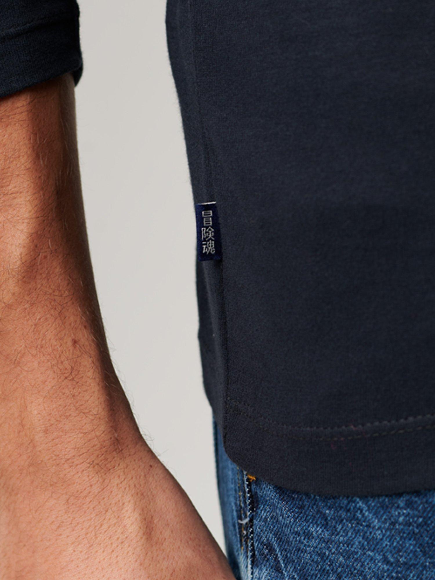 Product image 6 of 7, which shows Superdry Organic Cotton Vintage Logo Long Sleeve Embroidered Top, Eclipse Navy, S