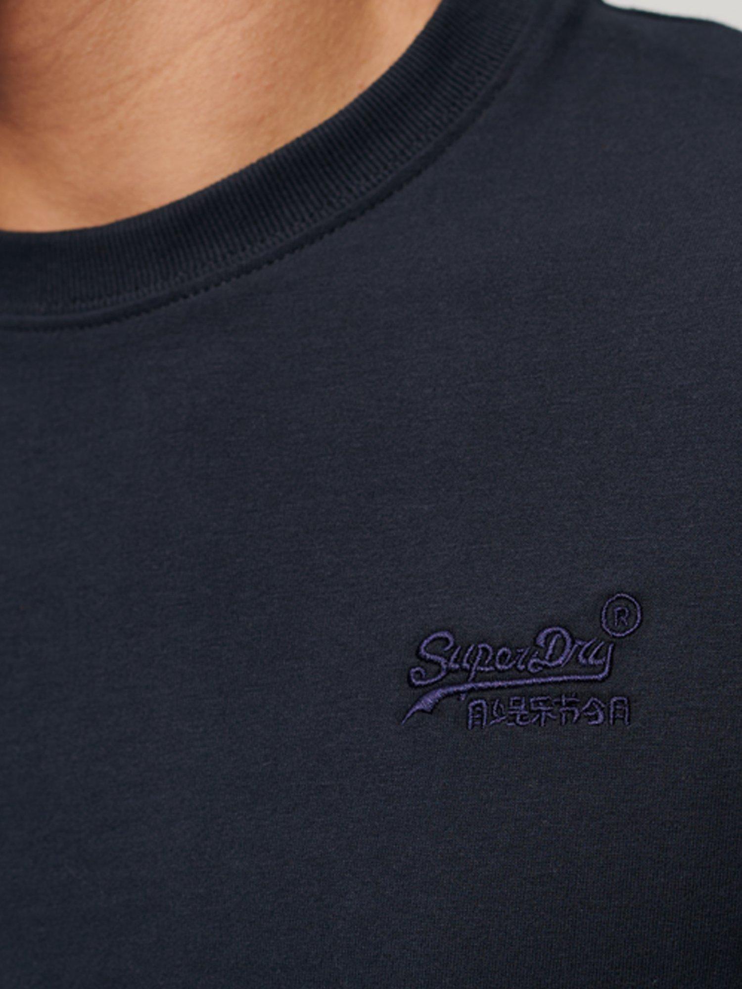 Product image 7 of 7, which shows Superdry Organic Cotton Vintage Logo Long Sleeve Embroidered Top, Eclipse Navy, S