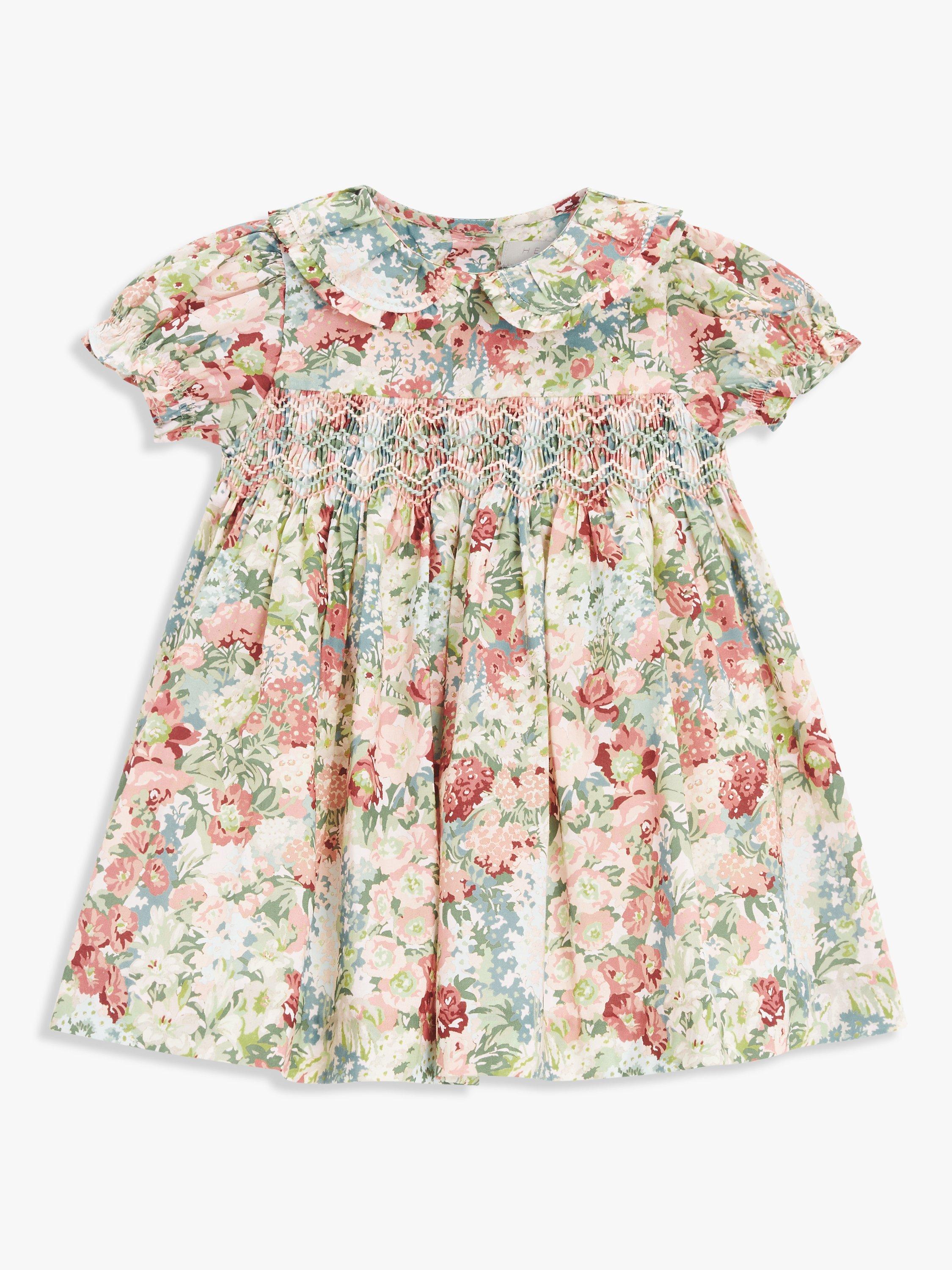 John Lewis Heirloom Collection Baby Peter Pan Collar Floral Dress, Multi