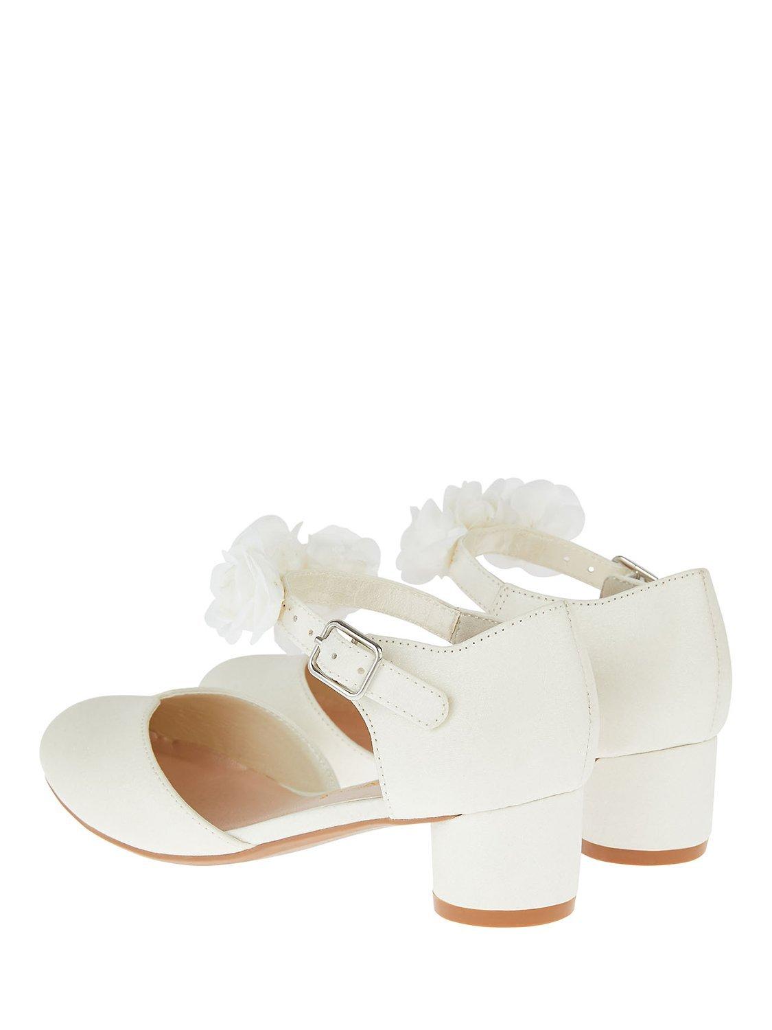Product image 3 of 3, which shows Monsoon Kids' Corsage Two Part Heels, Ivory, C7