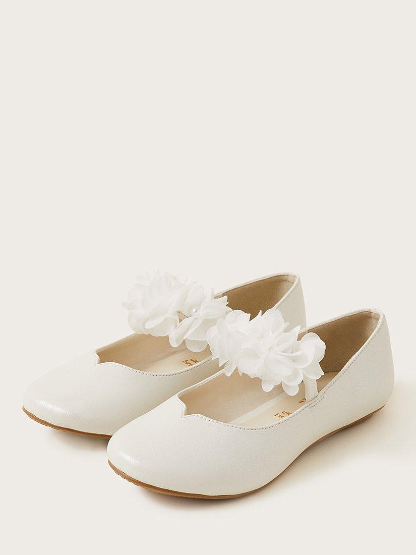 Monsoon Kids' Corsage Ballerina Flats, Ivory, 4