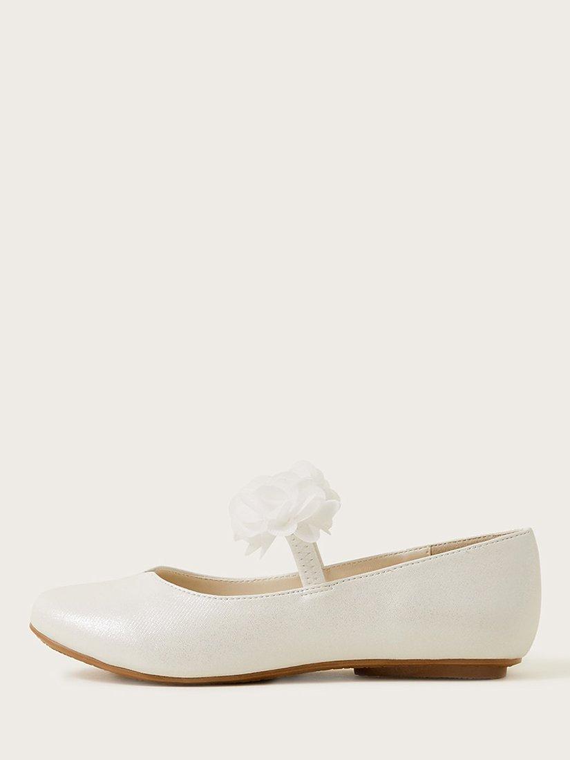 Monsoon Kids' Corsage Ballerina Flats, Ivory, 4