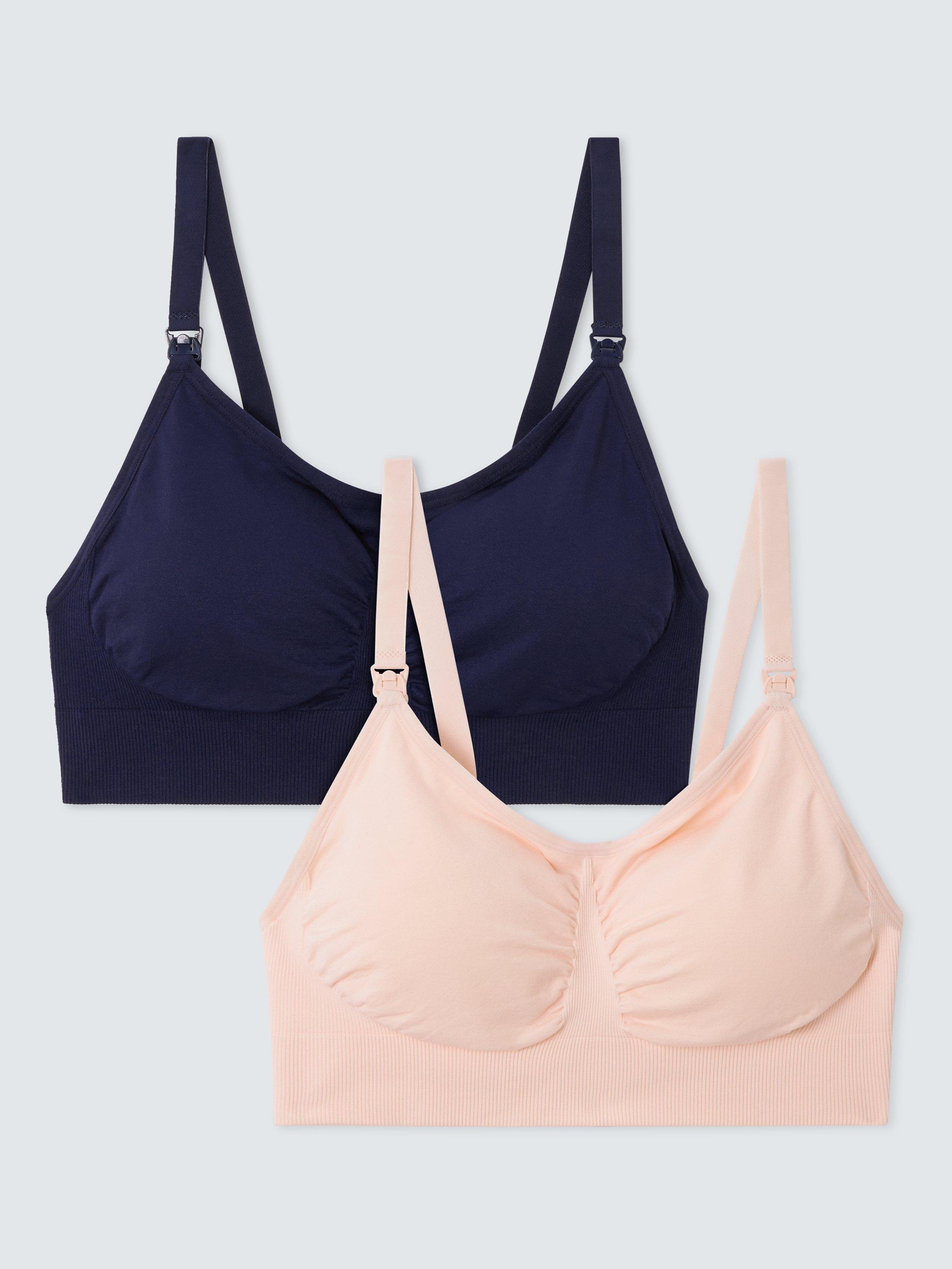 Product image 1 of 7, which shows John Lewis Maria Seam Free Maternity Bra, Pack of 2, Navy/Pink, S