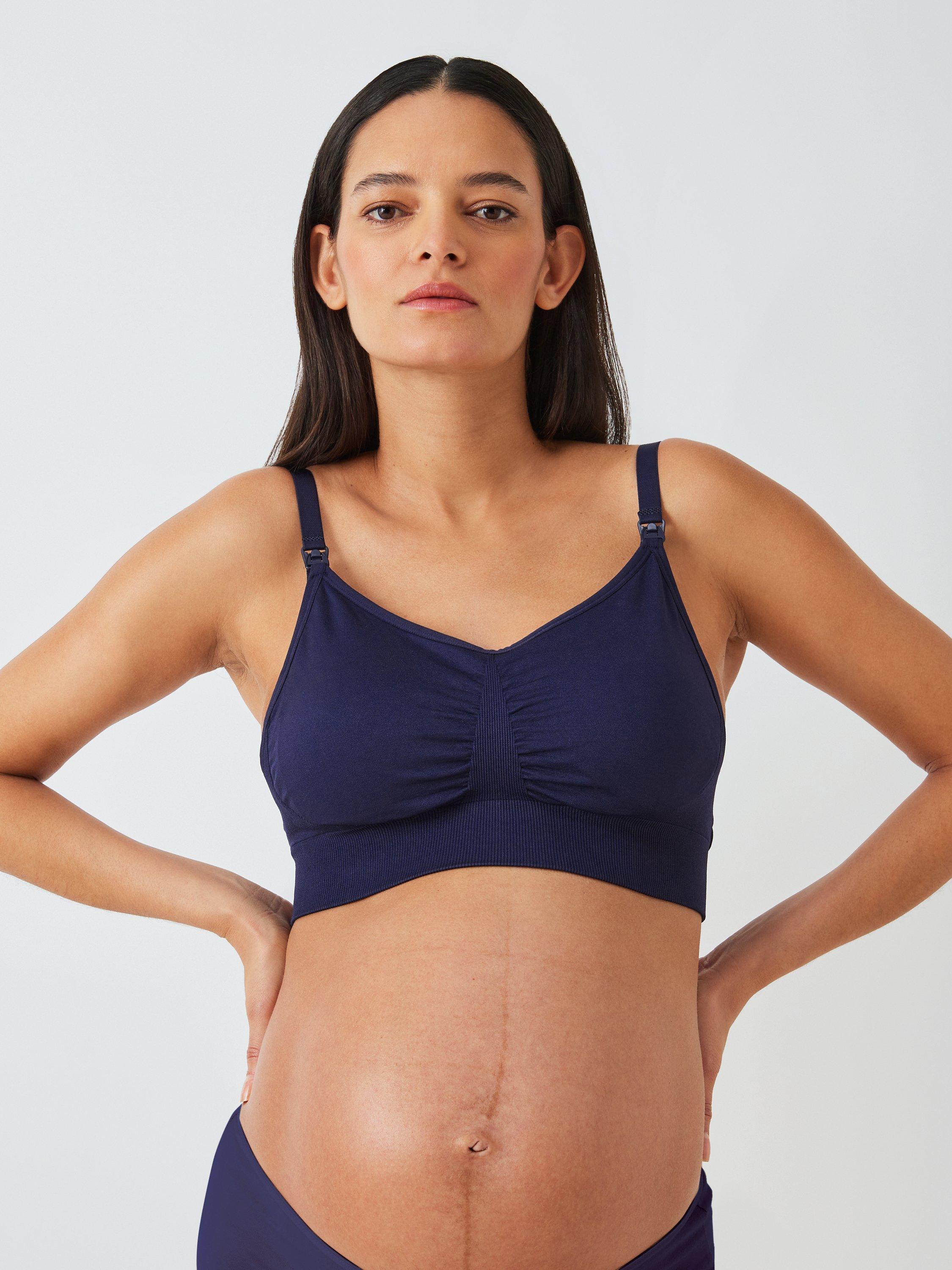 Product image 2 of 7, which shows John Lewis Maria Seam Free Maternity Bra, Pack of 2, Navy/Pink, S