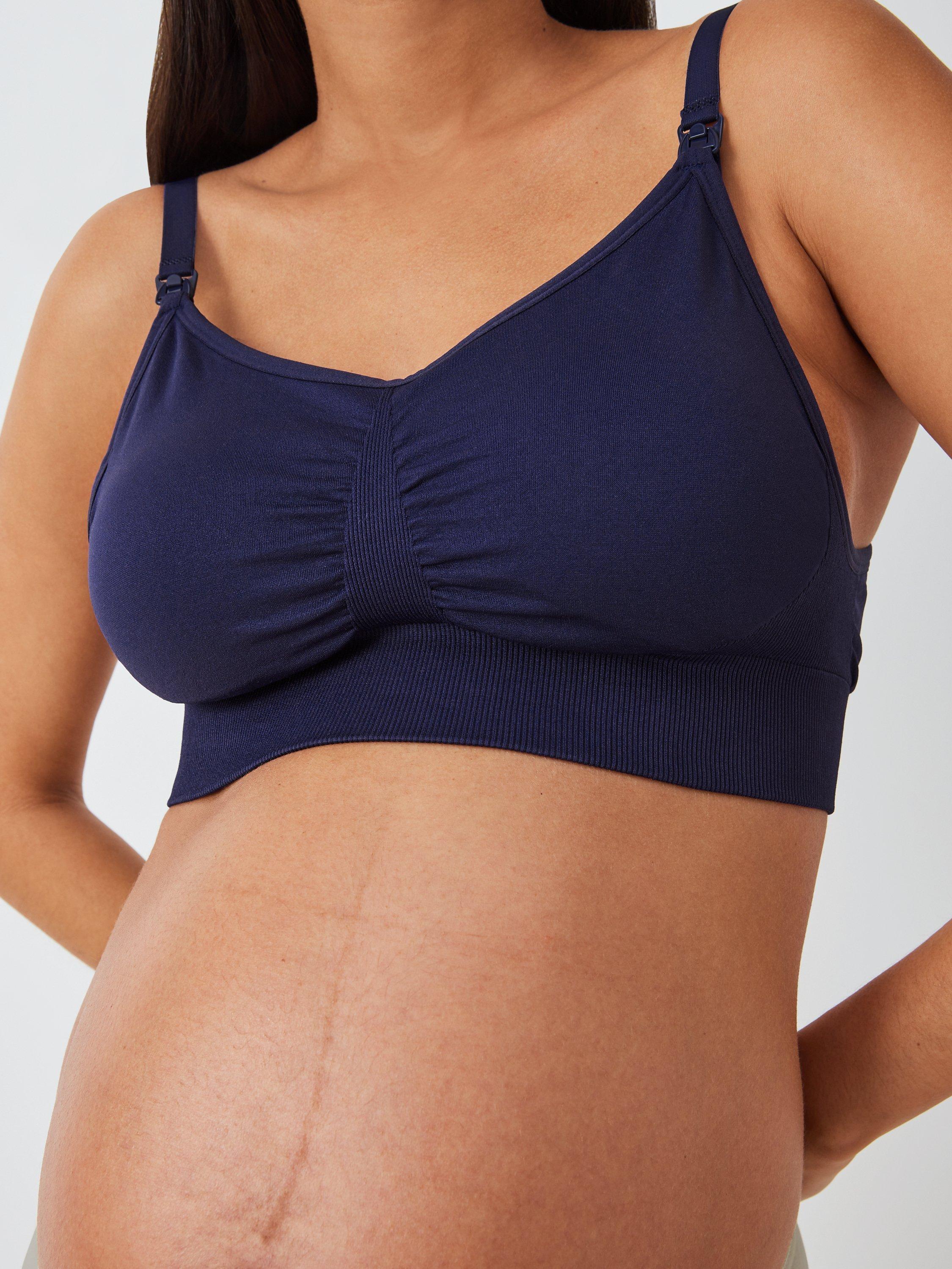 Product image 5 of 7, which shows John Lewis Maria Seam Free Maternity Bra, Pack of 2, Navy/Pink, S