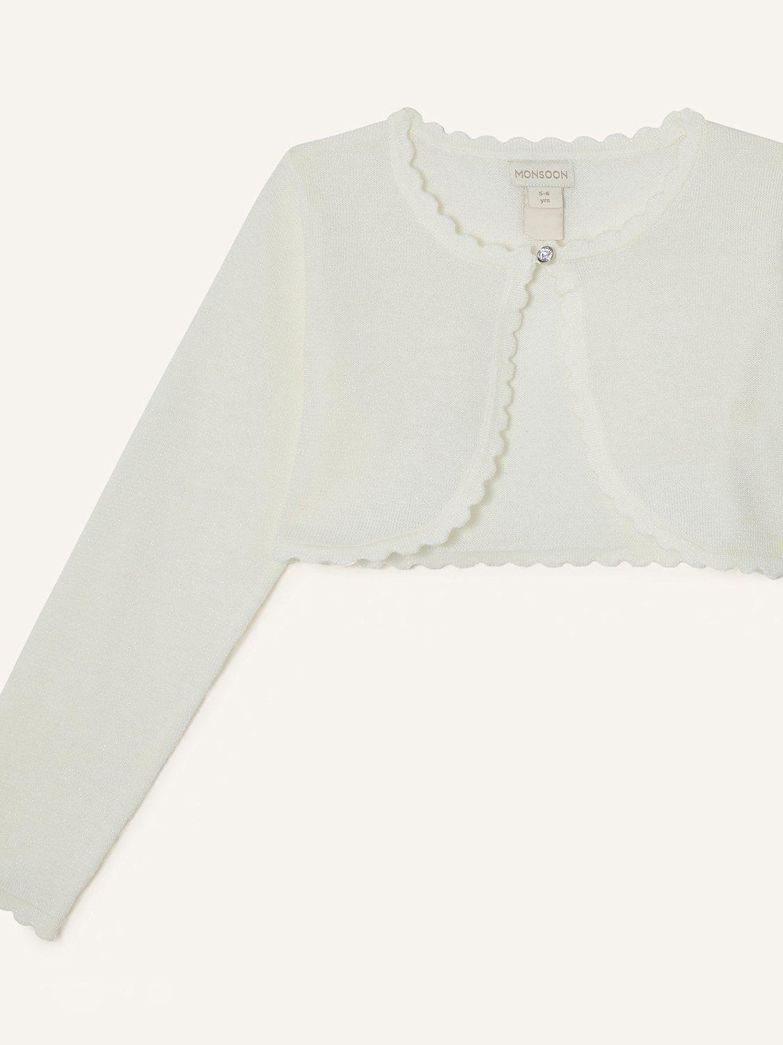 Product image 3 of 3, which shows Monsoon Kids' Niamh Cardigan, Ivory, 3-4 years