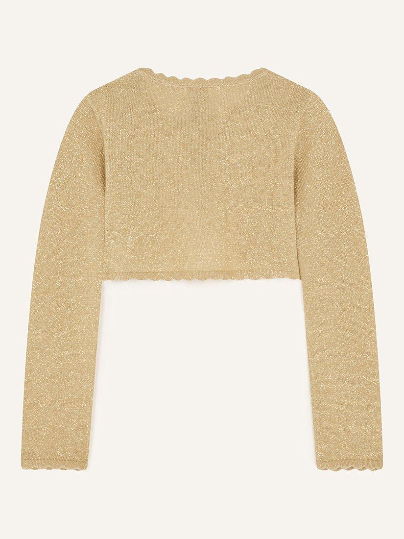 Product image 2 of 3, which shows Monsoon Kids' Niamh Cardigan, Gold, 11-12 years