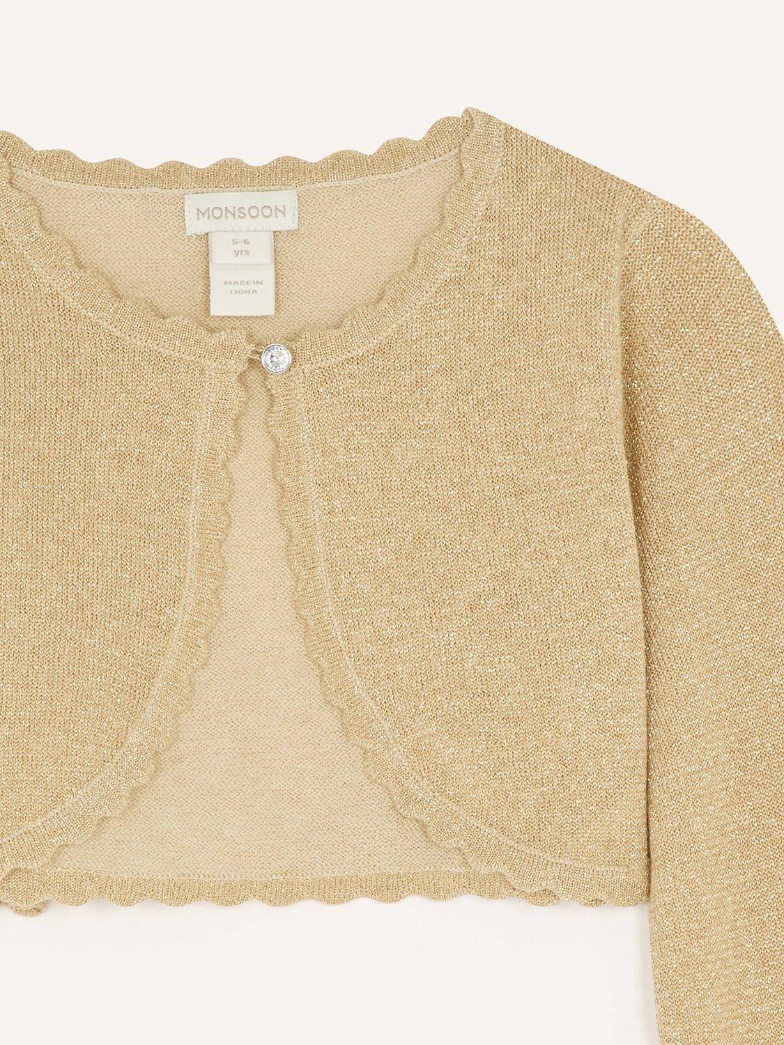 Product image 3 of 3, which shows Monsoon Kids' Niamh Cardigan, Gold, 11-12 years
