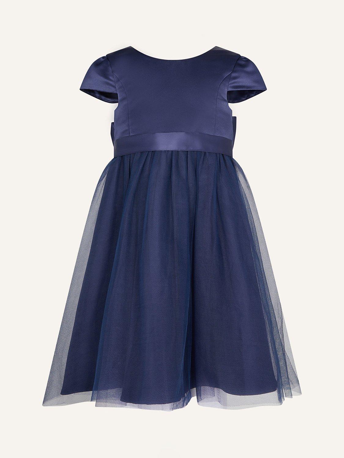 Product image 1 of 3, which shows Monsoon Kids' Tulle Bridesmaid Dress, Navy, 3 years