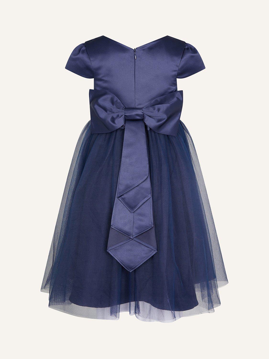 Product image 2 of 3, which shows Monsoon Kids' Tulle Bridesmaid Dress, Navy, 3 years