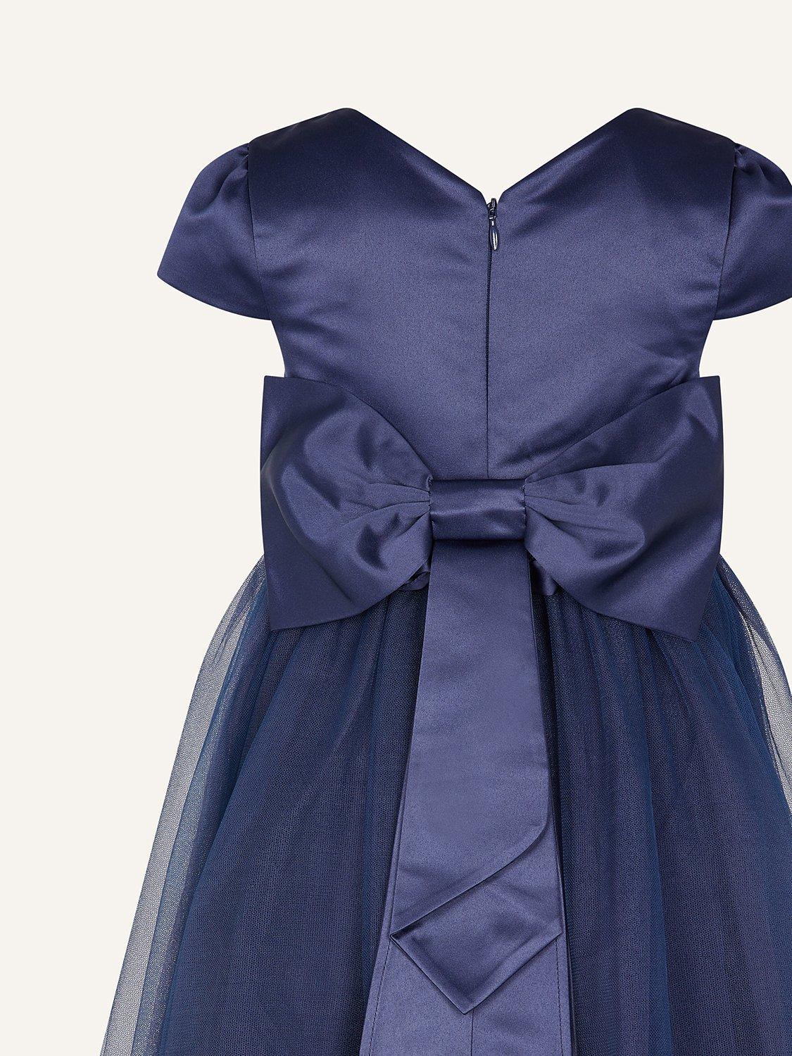 Product image 3 of 3, which shows Monsoon Kids' Tulle Bridesmaid Dress, Navy, 3 years
