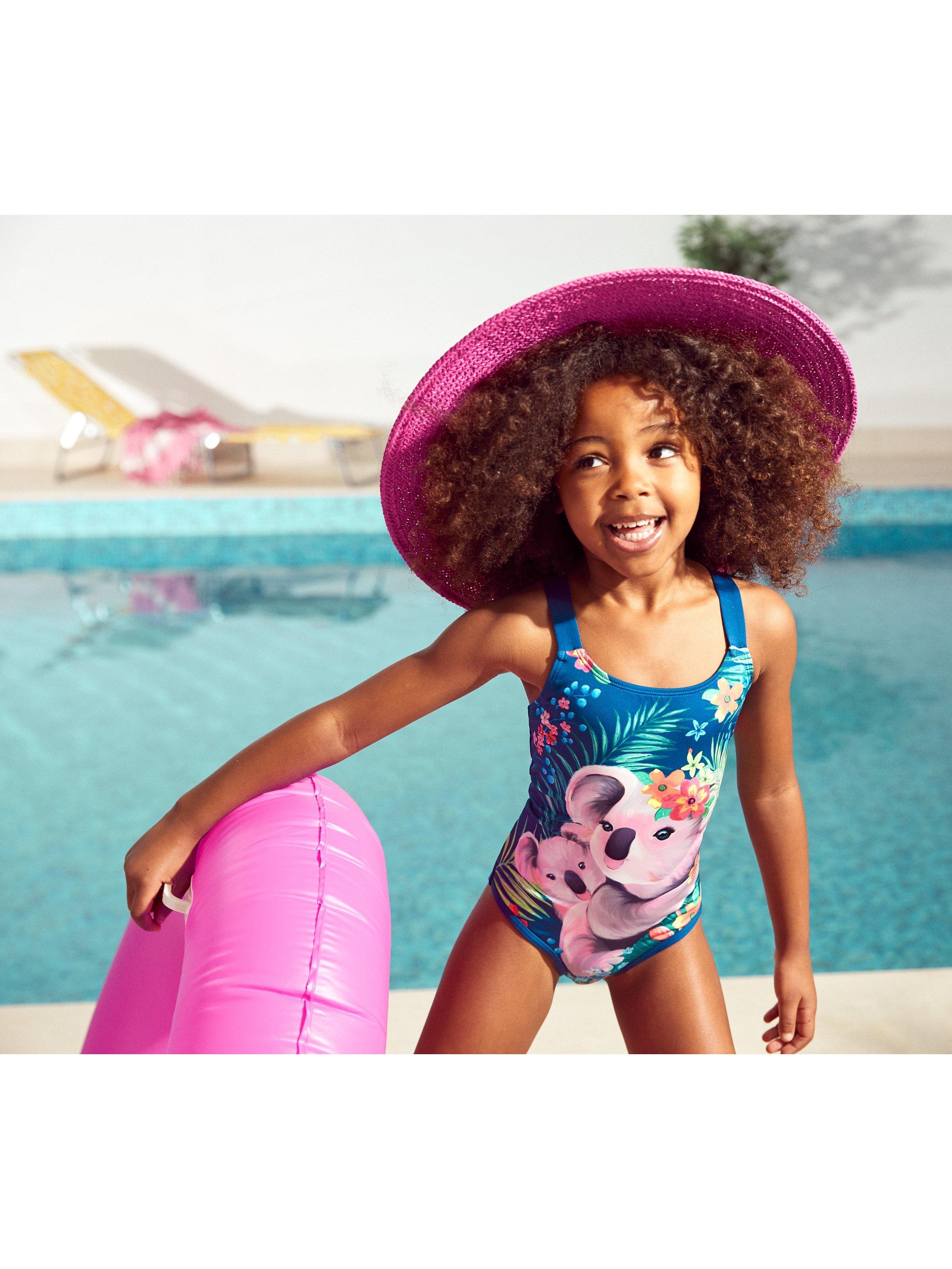 Product image 5 of 5, which shows Monsoon Kids' Koala Graphic Swimsuit, Navy, 11-12 years