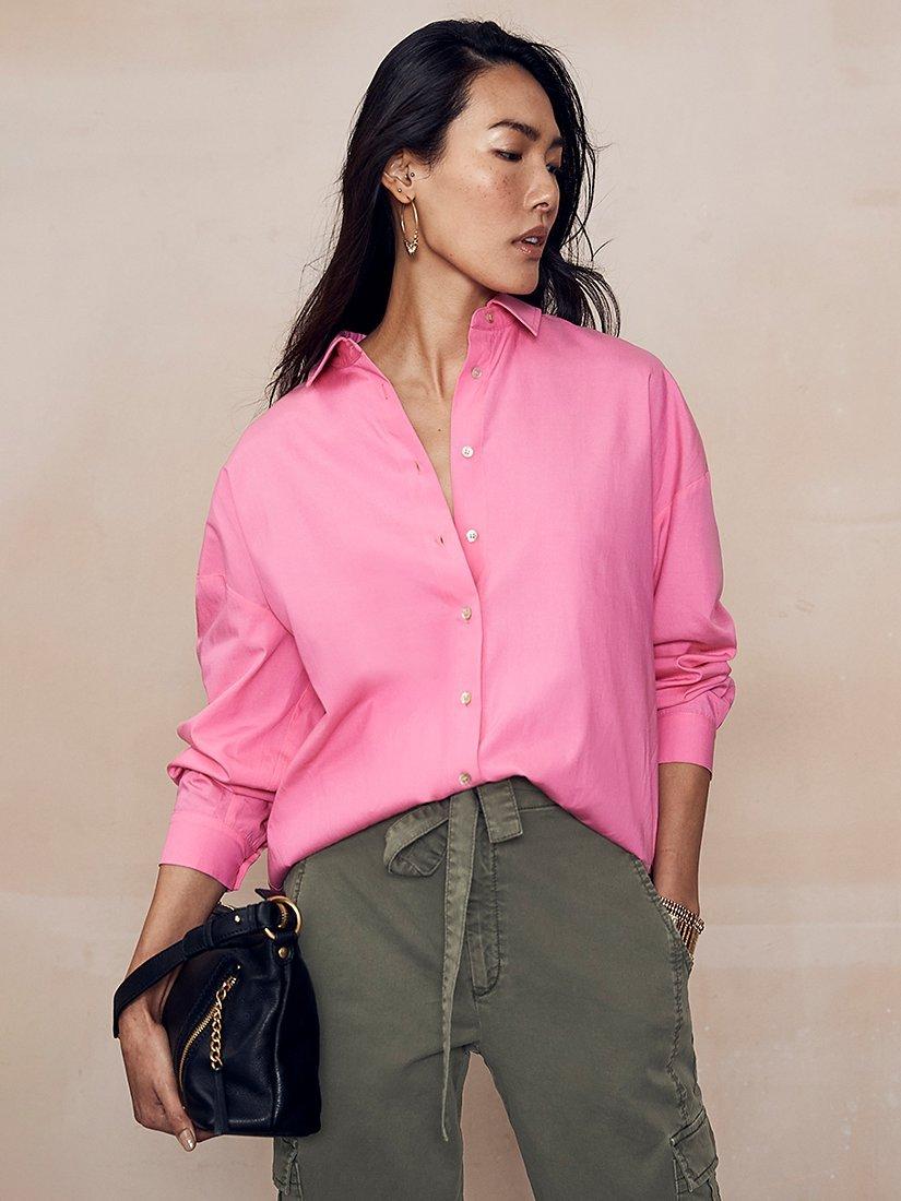 Mint Velvet Oversized Collared Shirt, Pink