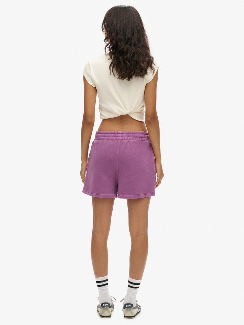 Product image 2 of 8, which shows Superdry Vintage Wash Sweat Shorts, Grape Jam Purple, 6