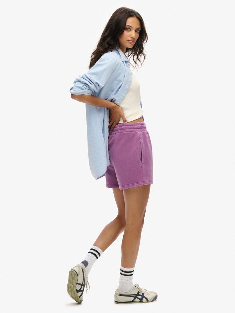 Product image 7 of 8, which shows Superdry Vintage Wash Sweat Shorts, Grape Jam Purple, 6
