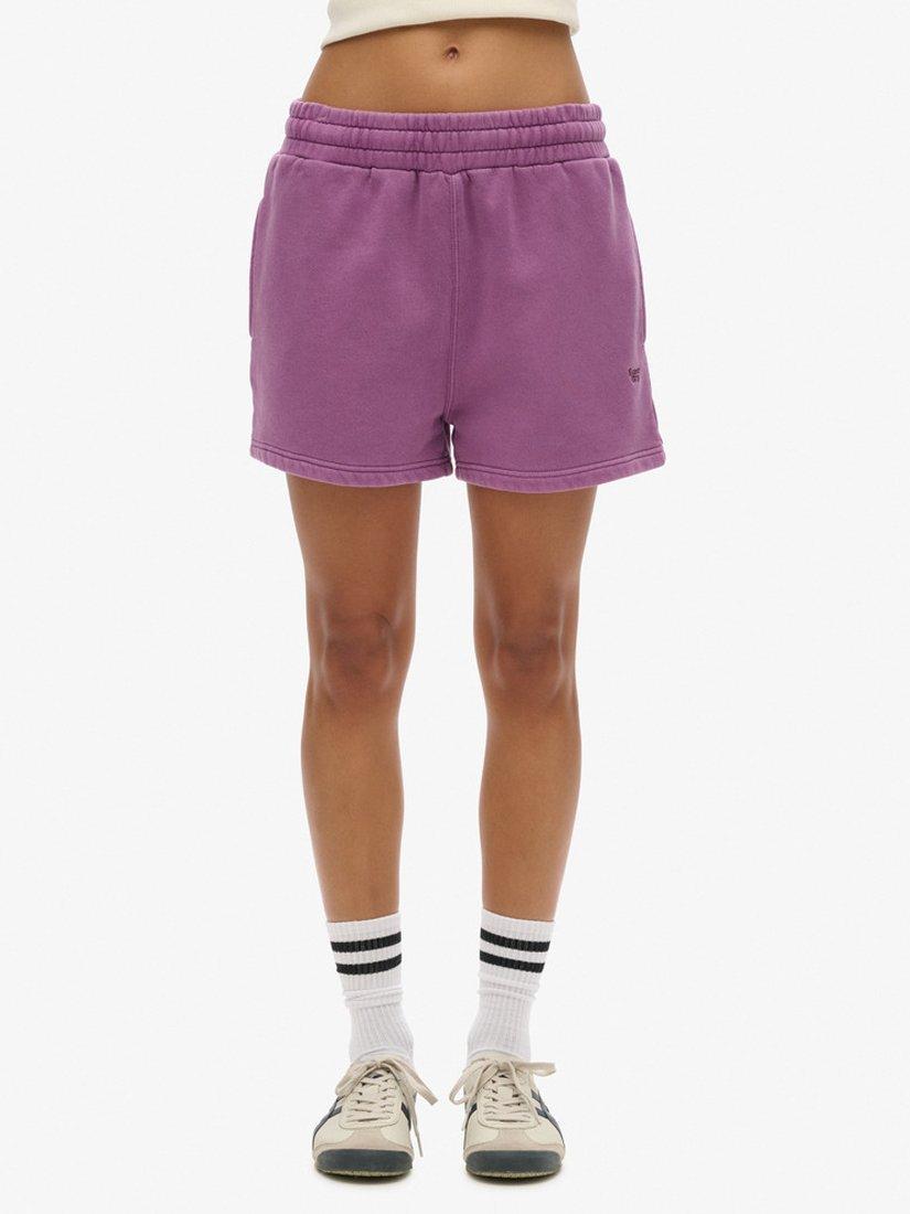 Product image 5 of 8, which shows Superdry Vintage Wash Sweat Shorts, Grape Jam Purple, 6