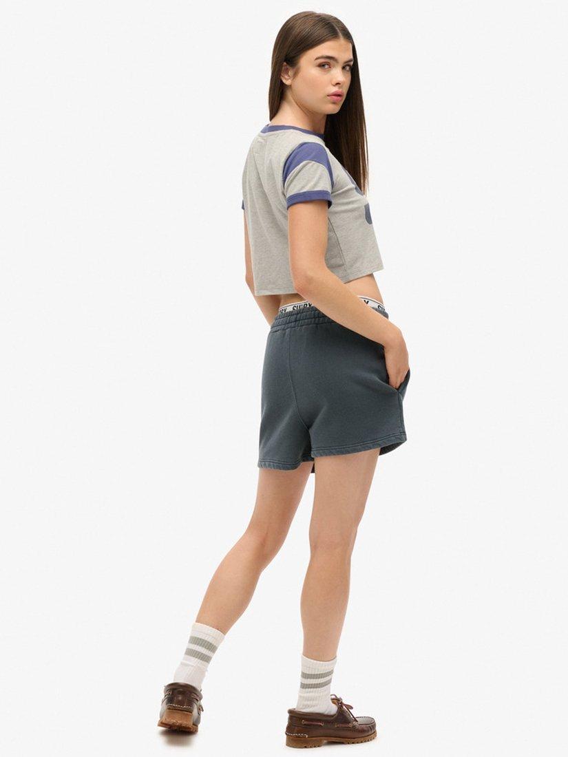 Product image 2 of 8, which shows Superdry Vintage Wash Sweat Shorts, Eclipse Navy, 6