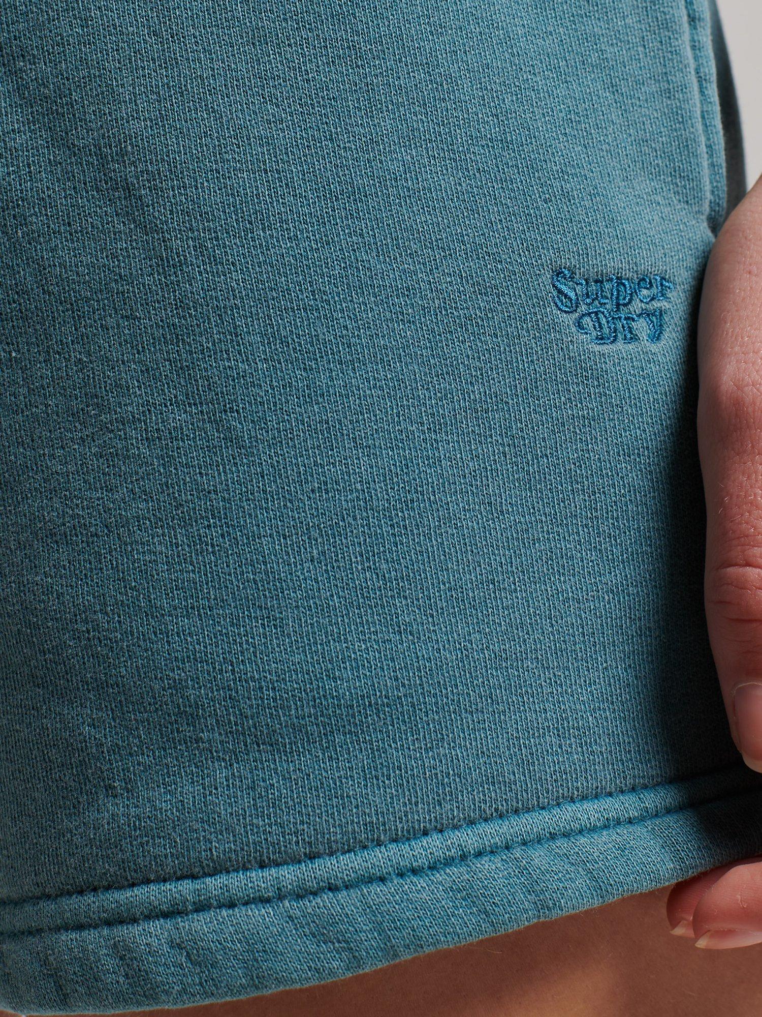 Product image 3 of 8, which shows Superdry Logo Velour Shorts, Hydro Dark Turquoise, 8