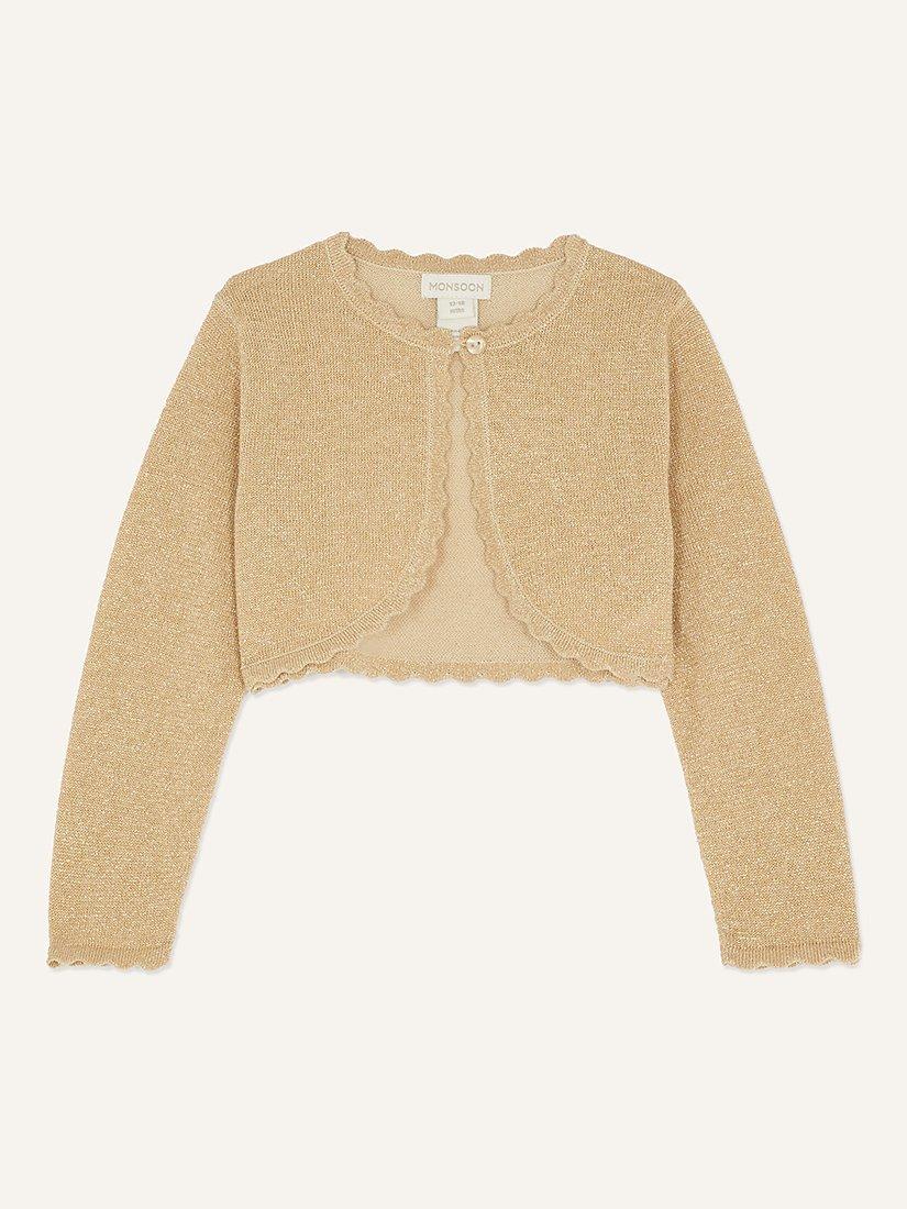 Monsoon Baby Niamh Metallic Cardigan, Gold