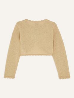 Monsoon Baby Niamh Metallic Cardigan, Gold - view 2, Gold