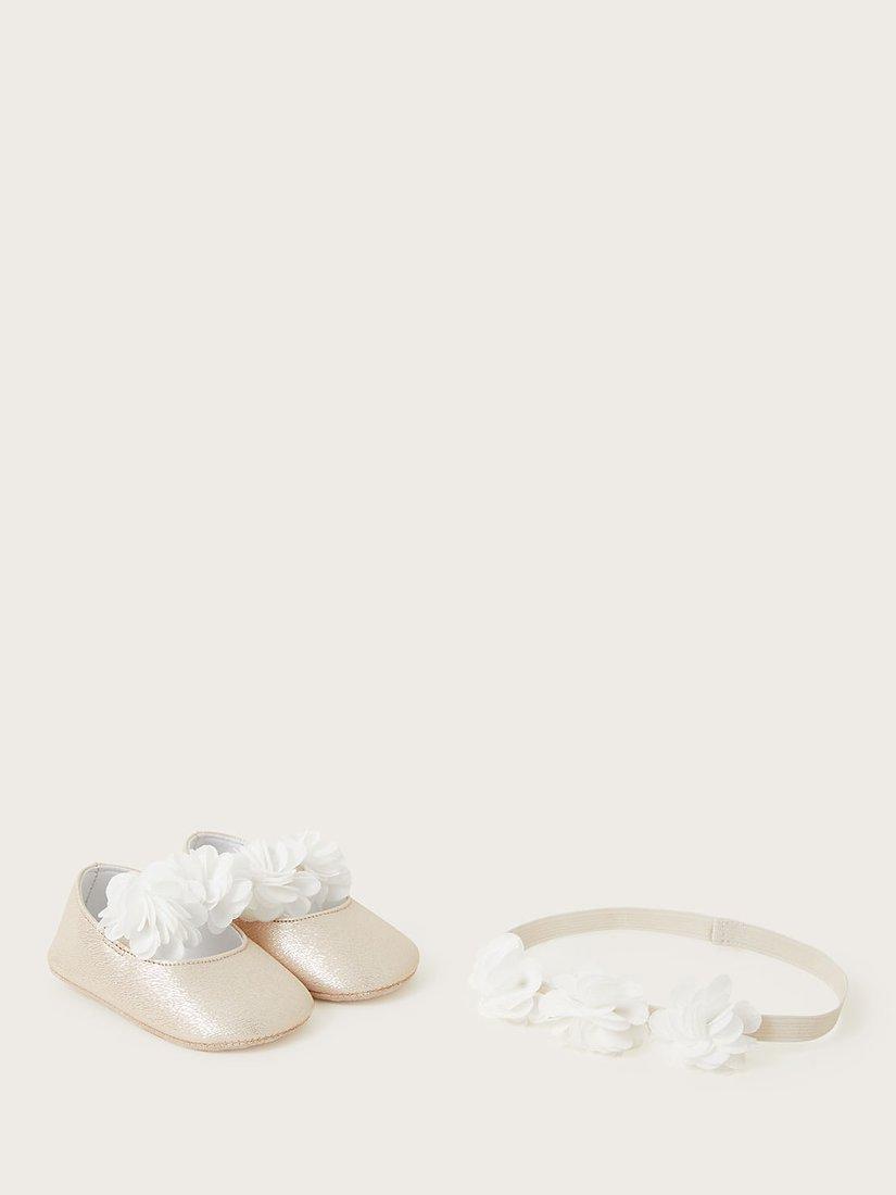 Monsoon Baby Ella Corsage Booties and Bando Set, Gold