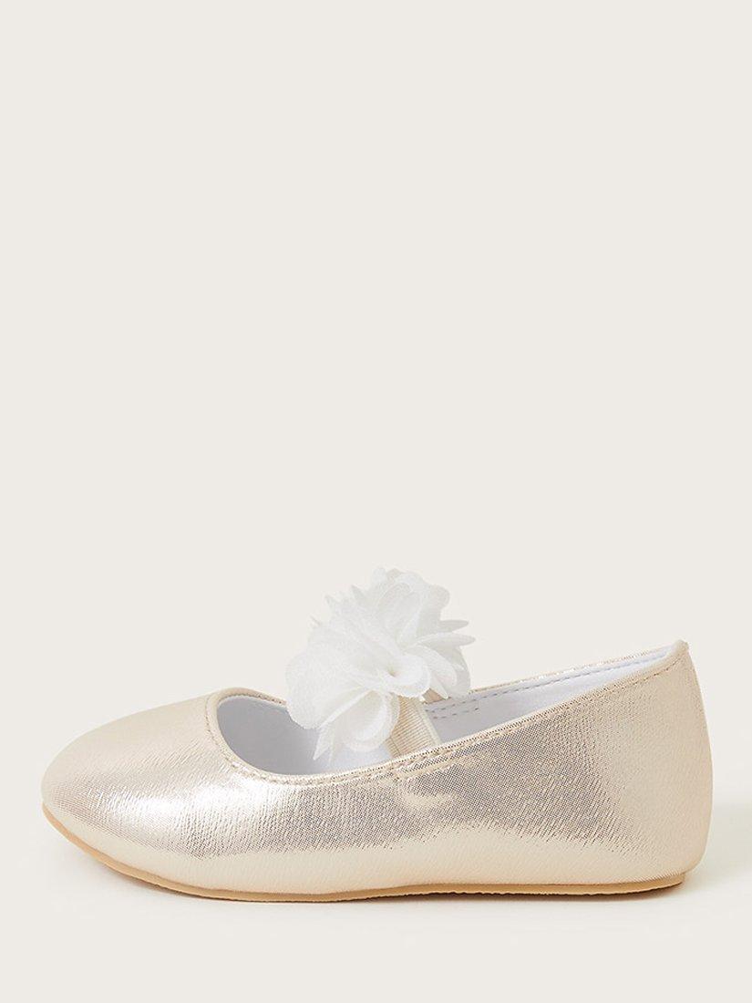 Monsoon Baby Ella Corsage Walker Shoes, Gold