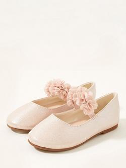 Monsoon Baby Textured Corsage Walker Shoes, Pink, Pink
