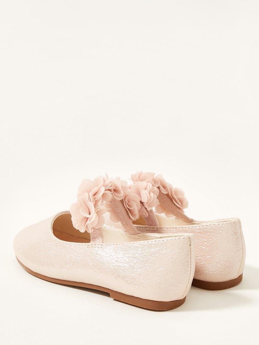 Product image 2 of 3, which shows Monsoon Baby Textured Corsage Walker Shoes, Pink, C2