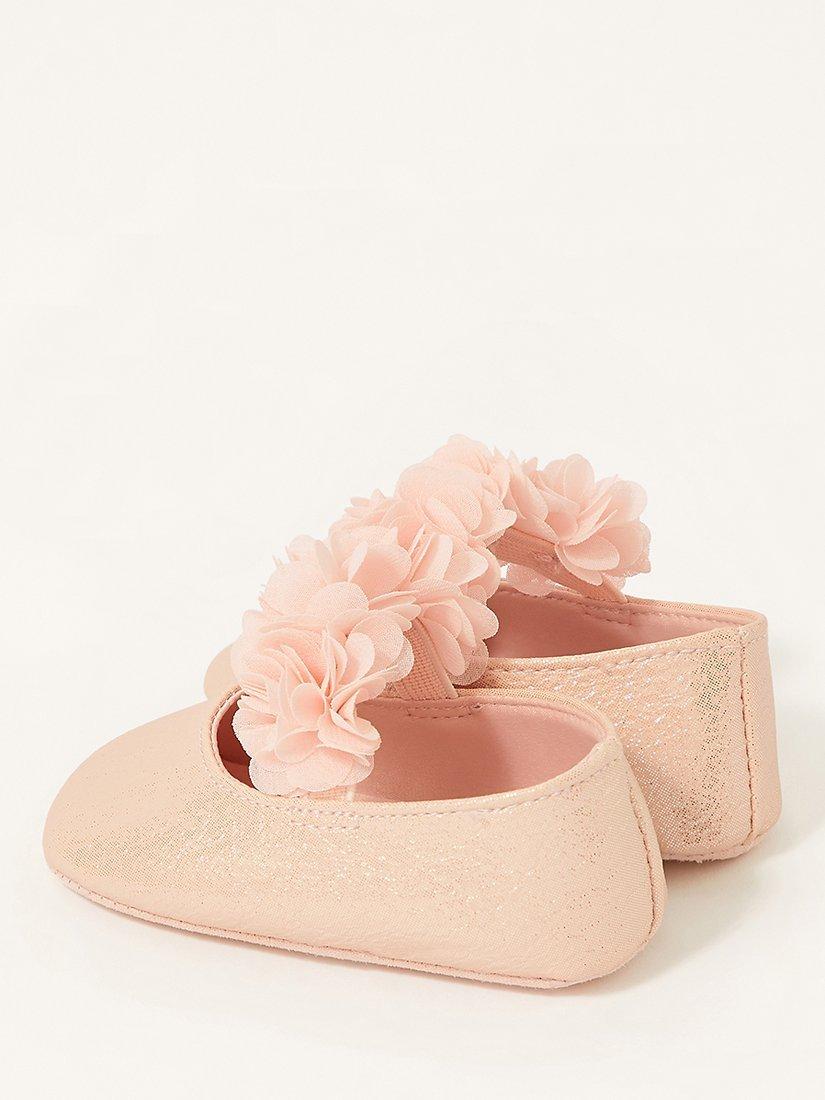 Product image 2 of 3, which shows Monsoon Baby Textured Corsage Booties, Pink, 0-3 months