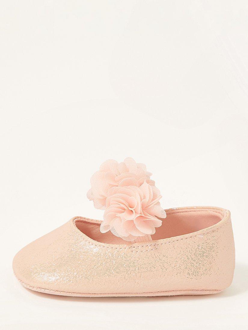 Product image 3 of 3, which shows Monsoon Baby Textured Corsage Booties, Pink, 0-3 months