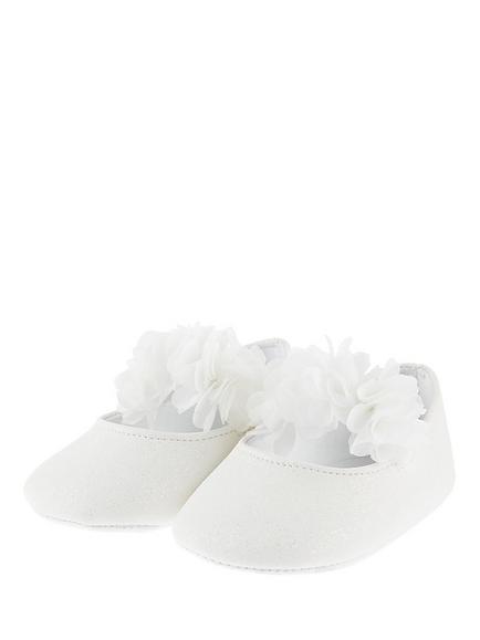 Monsoon Baby Shimmer Corsage Booties, Ivory, Ivory