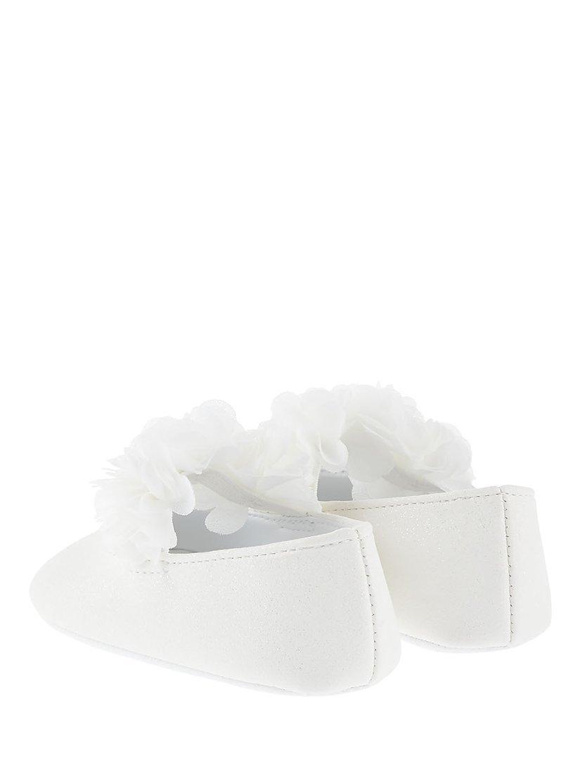 Product image 2 of 3, which shows Monsoon Baby Shimmer Corsage Booties, Ivory, 0-3 months