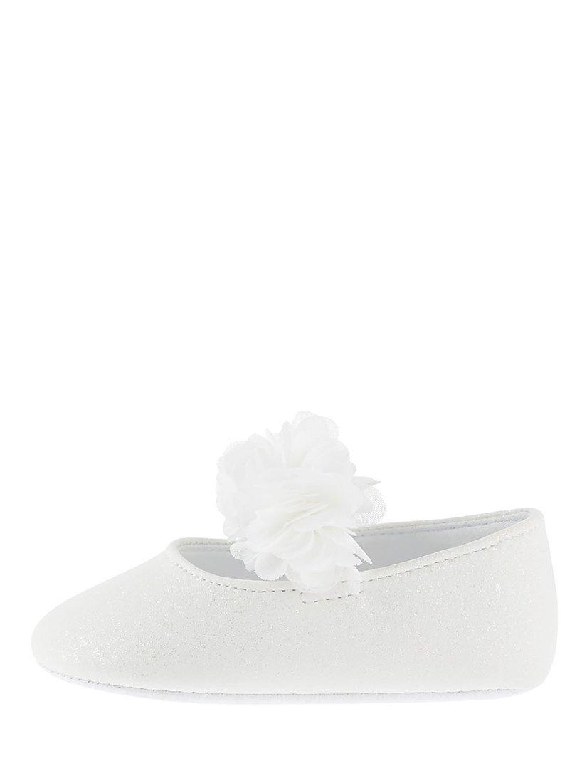 Product image 3 of 3, which shows Monsoon Baby Shimmer Corsage Booties, Ivory, 0-3 months