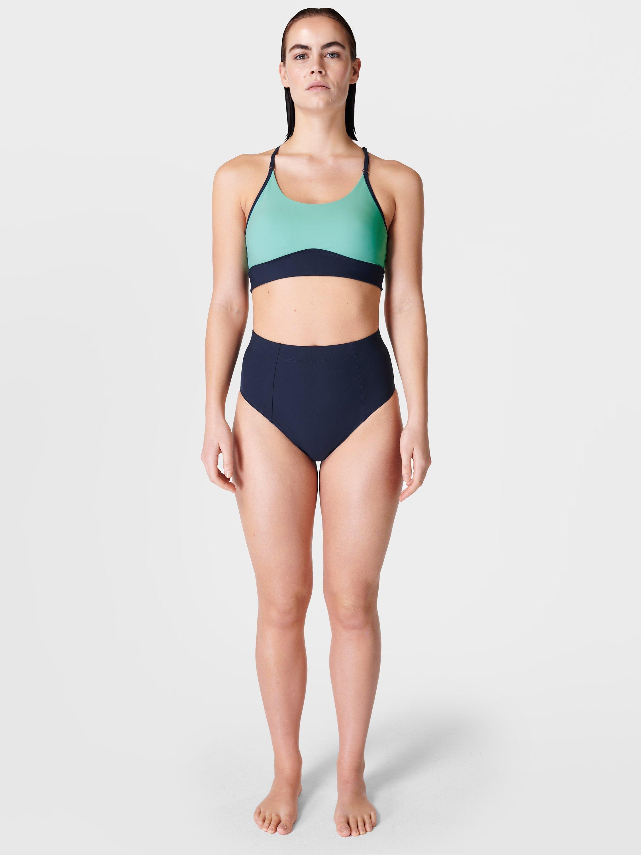 Product image 3 of 6, which shows Sweaty Betty Brook High Waist Bikini Bottoms, French Navy Blue, S